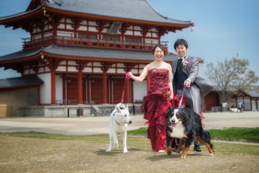 大型犬と結婚式の前撮り